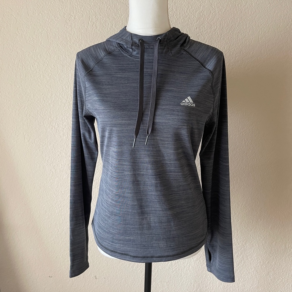 Adidas Hoodie Women's S Gray Climalite Performance Lightweight Pullover Active S